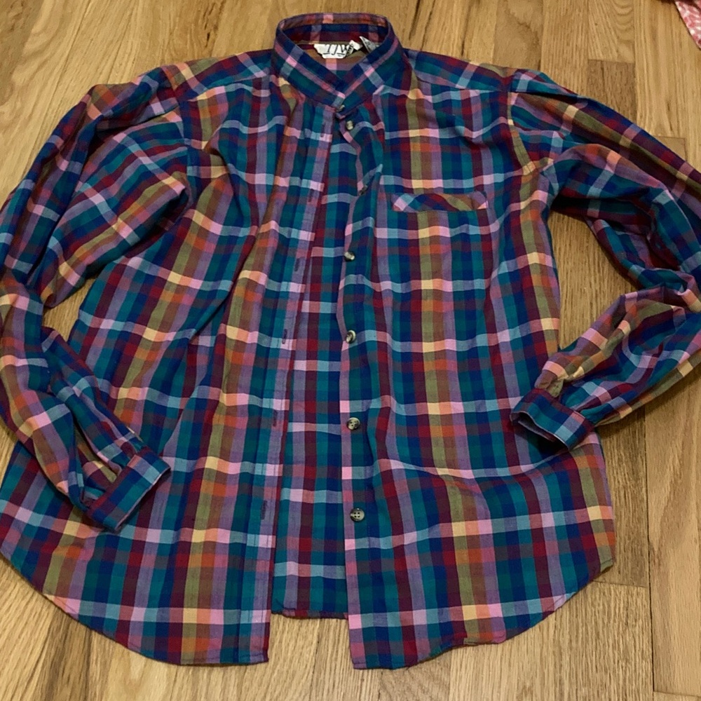 Colorful Plaid Women's Button Down Shirt